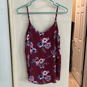 Burgundy sleeveless lined blouse